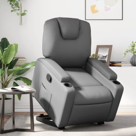 Sillón reclinable elevable cuero artificial gris by , Armchairs - Ref: Foro24-3204433, Price: 315,66 €, Discount: %