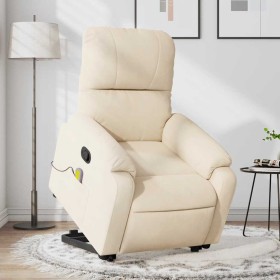 Sillón reclinable de masaje elevable tela de microfibra beige