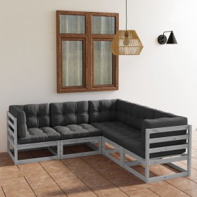 5-piece garden furniture set with solid pine wood cushions by vidaXL, Garden sets - Ref: Foro24-3076546, Price: 464,26 €, Dis...