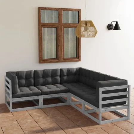 5-teiliges Gartenmöbel-Set mit Kissen aus massivem Kiefernholz von vidaXL, Gartensets - Ref: Foro24-3076546, Preis: 464,26 €,...