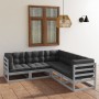 5-teiliges Gartenmöbel-Set mit Kissen aus massivem Kiefernholz von vidaXL, Gartensets - Ref: Foro24-3076546, Preis: 457,34 €,...