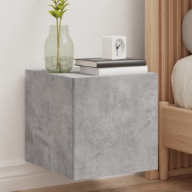 Muebles TV de pared luces LED 2 uds gris hormigón