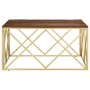 Mesa de centro de acero inoxidable dorado y madera maciza de , Mesas de centro - Ref: Foro24-349982, Precio: 342,31 €, Descue...