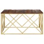 Mesa de centro de acero inoxidable dorado y madera maciza de , Mesas de centro - Ref: Foro24-349982, Precio: 342,31 €, Descue...