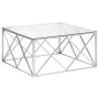 Mesa de centro plateada acero inoxidable y vidrio templado de , Mesas de centro - Ref: Foro24-349977, Precio: 231,22 €, Descu...