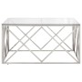 Mesa de centro plateada acero inoxidable y vidrio templado de , Mesas de centro - Ref: Foro24-349977, Precio: 231,22 €, Descu...