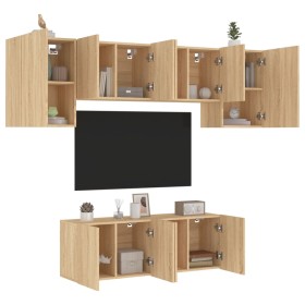 Muebles de TV de pared 6 pzas madera de ingeniería roble Sonoma by , TV Furniture - Ref: Foro24-3216441, Price: 205,22 €, Dis...