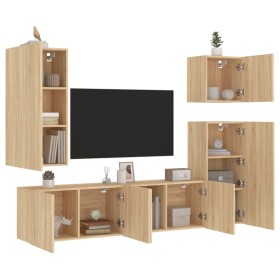 Muebles de TV de pared 5 pzas madera de ingeniería roble Sonoma de , Muebles TV - Ref: Foro24-3216448, Precio: 221,61 €, Desc...