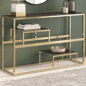 Mesa consola acero inoxidable dorado y vidrio templado by , console tables - Ref: Foro24-350004, Price: 229,59 €, Discount: %