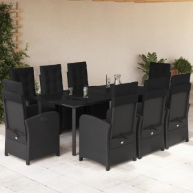Set de comedor de jardín 9 pzas y cojines ratán sintético negro by , Garden sets - Ref: Foro24-3212541, Price: 1,00 €, Discou...