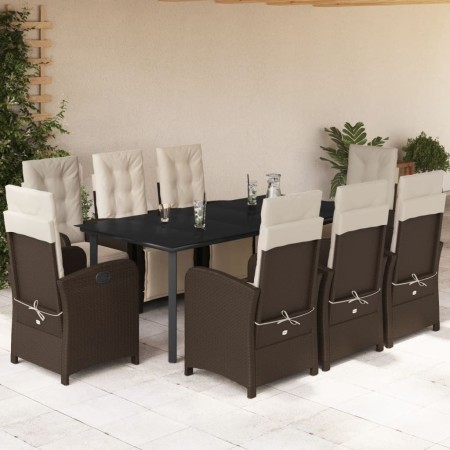 Set comedor para jardín 9 pzas y cojines ratán sintético marrón by , Garden sets - Ref: Foro24-3212555, Price: 1,00 €, Discou...