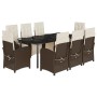 Set comedor para jardín 9 pzas y cojines ratán sintético marrón by , Garden sets - Ref: Foro24-3212555, Price: 1,00 €, Discou...