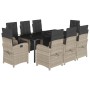 Set comedor de jardín 9 pzas cojines ratán sintético gris claro de , Conjuntos de jardín - Ref: Foro24-3212611, Precio: 1,00 €