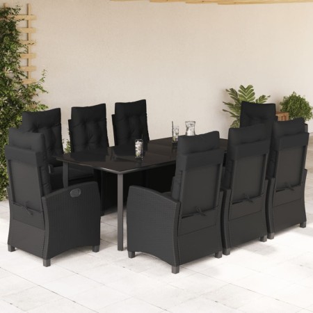 Set de comedor de jardín 9 pzas y cojines ratán sintético negro by , Garden sets - Ref: Foro24-3212761, Price: 1,00 €, Discou...