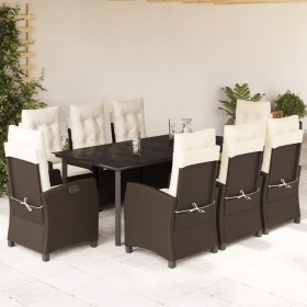 Set comedor para jardín 9 pzas y cojines ratán sintético marrón de , Conjuntos de jardín - Ref: Foro24-3212780, Precio: 1,00 €