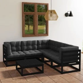 6-teiliges Gartenmöbel-Set mit Kissen aus massivem Kiefernholz von vidaXL, Gartensets - Ref: Foro24-3076553, Preis: 633,63 €,...