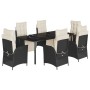 Set de comedor de jardín 7 pzas y cojines ratán sintético negro by , Garden sets - Ref: Foro24-3213390, Price: 942,76 €, Disc...