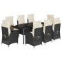 Set de comedor de jardín 9 pzas y cojines ratán sintético negro by , Garden sets - Ref: Foro24-3213172, Price: 1,00 €, Discou...