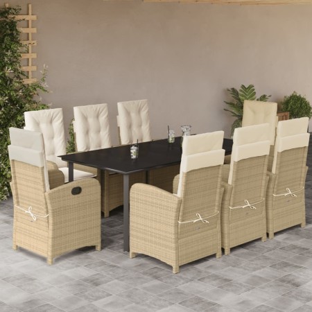 Set comedor de jardín 9 pzas con cojines ratán sintético beige by , Garden sets - Ref: Foro24-3212389, Price: 1,00 €, Discoun...