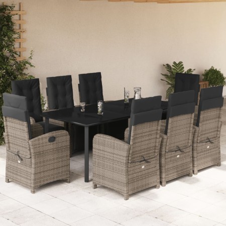 Set comedor jardín 9 pzas y cojines ratán sintético gris von , Gartensets - Ref: Foro24-3212569, Preis: 1,00 €, Rabatt: %