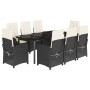 Set de comedor de jardín 9 pzas y cojines ratán sintético negro von , Gartensets - Ref: Foro24-3212309, Preis: 1,00 €, Rabatt: %