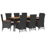 Set de comedor de jardín 9 pzas y cojines ratán sintético negro von , Gartensets - Ref: Foro24-3277516, Preis: 1,00 €, Rabatt: %