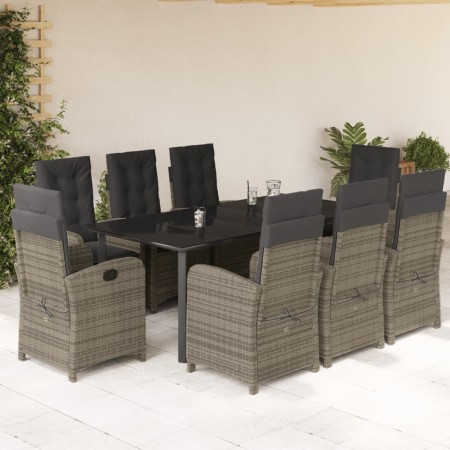 Set comedor jardín 9 pzas y cojines ratán sintético gris by , Garden sets - Ref: Foro24-3212368, Price: 1,00 €, Discount: %