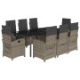Set comedor jardín 9 pzas y cojines ratán sintético gris by , Garden sets - Ref: Foro24-3212368, Price: 1,00 €, Discount: %