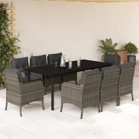 Set comedor jardín 9 pzas y cojines ratán sintético gris von , Gartensets - Ref: Foro24-3211961, Preis: 1,00 €, Rabatt: %