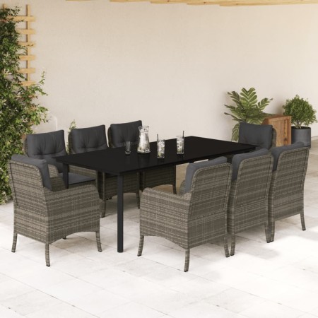 Set comedor jardín 9 pzas y cojines ratán sintético gris de , Conjuntos de jardín - Ref: Foro24-3211961, Precio: 1,00 €