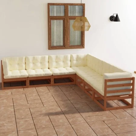 Gartenmöbelset 7-tlg. mit Kissen aus massivem Kiefernholz von vidaXL, Gartensets - Ref: Foro24-3076557, Preis: 750,71 €, Raba...