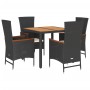 Set de muebles jardín 5 pzas con cojines ratán sintético negro by , Garden sets - Ref: Foro24-3277502, Price: 626,25 €, Disco...