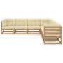 Gartenmöbelset 7-tlg. mit Kissen aus massivem Kiefernholz von vidaXL, Gartensets - Ref: Foro24-3076557, Preis: 761,15 €, Raba...