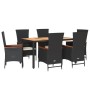 Set de comedor de jardín 7 pzas y cojines ratán sintético negro by , Garden sets - Ref: Foro24-3277514, Price: 920,02 €, Disc...