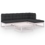 5-teiliges Gartenmöbel-Set mit Kissen aus massivem Kiefernholz von vidaXL, Gartensets - Ref: Foro24-3076540, Preis: 476,16 €,...
