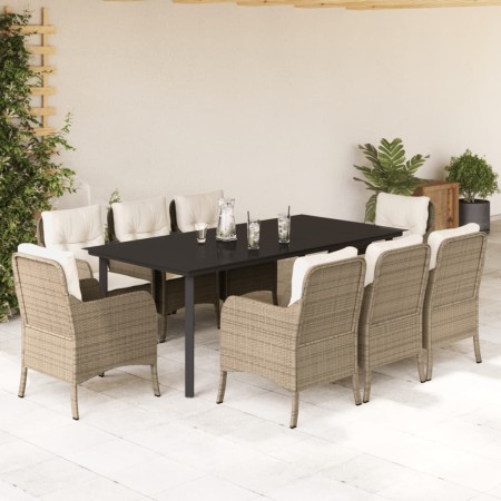 Set comedor de jardín 9 pzas con cojines ratán sintético beige by , Garden sets - Ref: Foro24-3211975, Price: 1,00 €, Discoun...