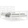 White solid wood bed frame with headboard 120x200 cm by vidaXL, Beds and slatted bases - Ref: Foro24-3194892, Price: 127,46 €...
