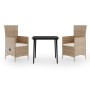 Juego de comedor de jardín 3 piezas con cojines beige by , Garden sets - Ref: Foro24-3099455, Price: 348,79 €, Discount: %