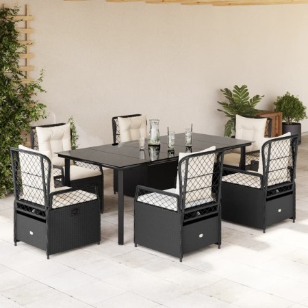 Set de comedor de jardín 7 pzas y cojines ratán sintético negro von , Gartensets - Ref: Foro24-3262969, Preis: 810,13 €, Raba...