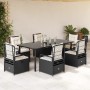 Set de comedor de jardín 7 pzas y cojines ratán sintético negro von , Gartensets - Ref: Foro24-3262969, Preis: 810,13 €, Raba...