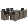 Set comedor jardín 9 pzas y cojines ratán sintético gris von , Gartensets - Ref: Foro24-3262867, Preis: 1,00 €, Rabatt: -5%%
