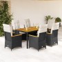 Set de comedor de jardín 7 pzas y cojines ratán sintético negro von , Gartensets - Ref: Foro24-3276836, Preis: 807,12 €, Raba...