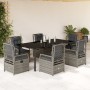 Set comedor jardín 7 pzas y cojines ratán sintético gris von , Gartensets - Ref: Foro24-3262997, Preis: 825,87 €, Rabatt: -5%%