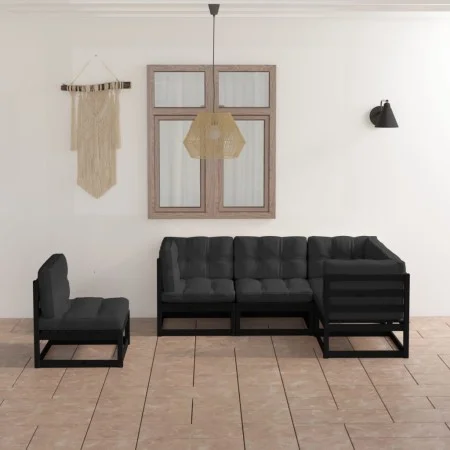 Juego de muebles de jardín 5 pzas y cojines madera pino maciza de vidaXL, Conjuntos de jardín - Ref: Foro24-3076628, Precio: ...