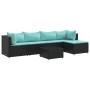 Set muebles de jardín 6 piezas y cojines ratán sintético negro by , Garden sets - Ref: Foro24-3308068, Price: 369,59 €, Disco...
