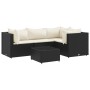 Set de muebles de jardín 5 pzas y cojines ratán sintético negro by , Garden sets - Ref: Foro24-3308080, Price: 388,42 €, Disc...