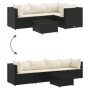 Set de muebles de jardín 5 pzas y cojines ratán sintético negro