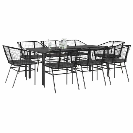 Set de comedor jardín 9 piezas cojines ratán polivinílico negro | Foro24.es | Tu tienda online para hogar, jardín y más Foro24.es