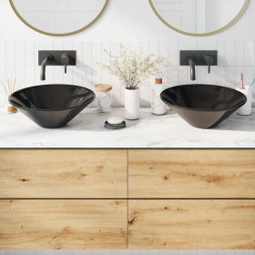Lavabos 2 uds negro brillo Ø42x14 cm cerámica von , Becken und Spülbecken - Ref: Foro24-42000314, Preis: 72,35 €, Rabatt: -5%%