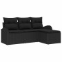 Conjunto de sofá de jardín con cojín 4 pcs Negro Poliratán